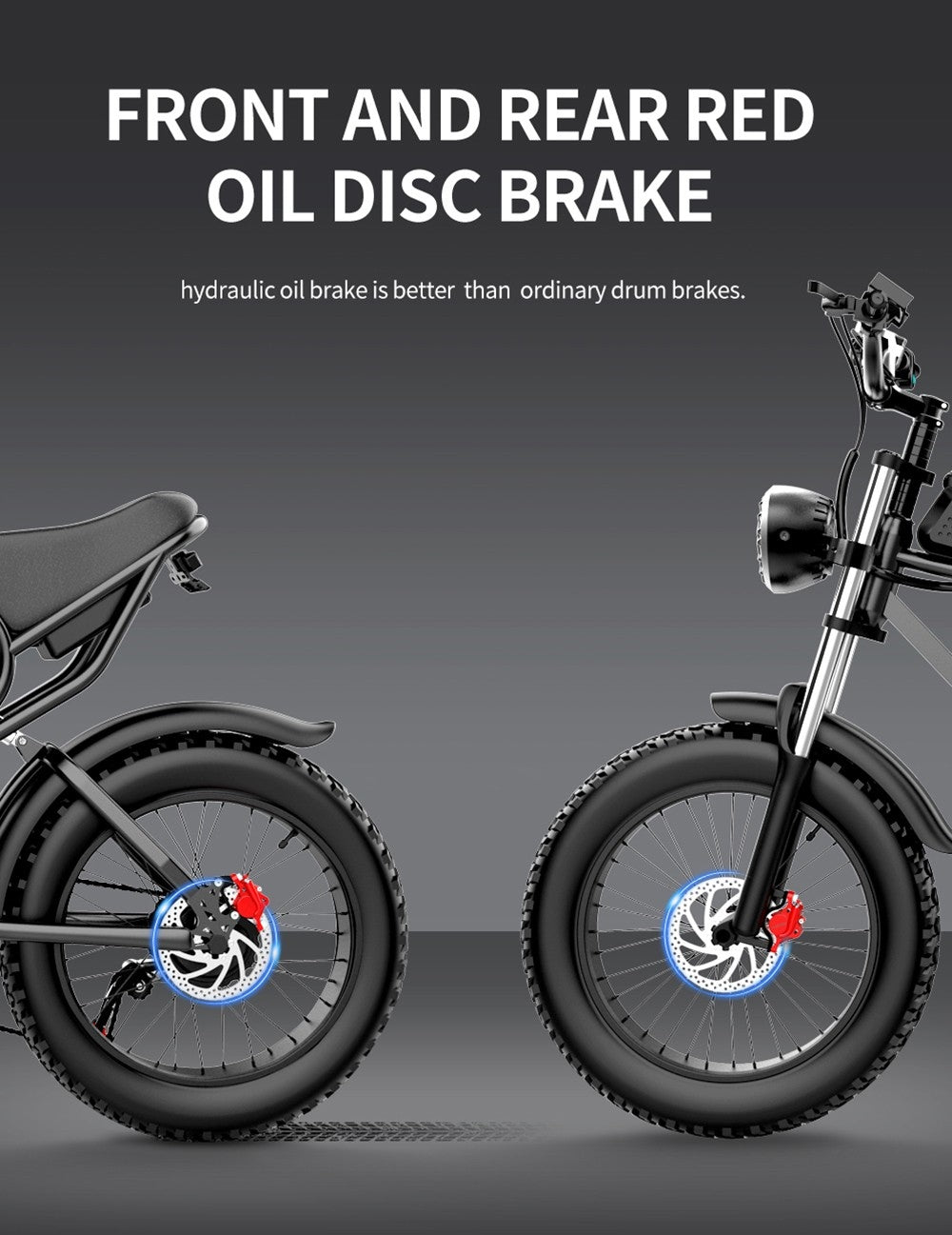 Bicicleta eléctrica Ridstar Q20, motor sin escobillas de 1000 W, neumáticos gruesos de 20 x 4 pulgadas, batería extraíble de 48 V y 20 Ah, velocidad máxima de 30 mph, autonomía máxima de 75 millas, freno de disco hidráulico.