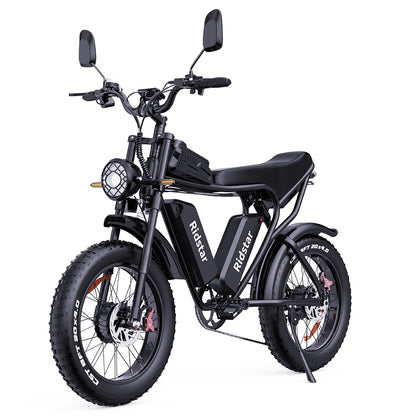 Ridstar Q20 Pro Off-road Electric Bike, 20*4.0 inch Fat Tires 1000W*2 Motor 52V 20AH Dual Battery 55km/h Max Speed 288km Max Range 150kg Max Load IP65 Waterproof Dual Hydraulic Disc Brake