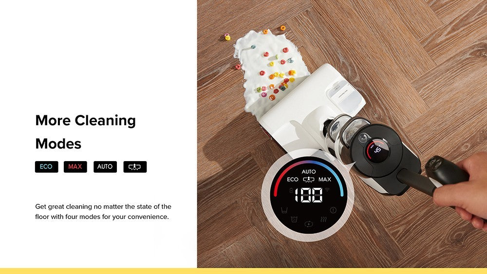 Roborock Dyad Pro Aspiradora Inteligente Inalámbrica para Seco y Húmedo, 17000Pa de Potente Succión, Doble Rodillo, Limpieza de Bordes, Autolimpieza, Secado por Aire Caliente, 43 Minutos de Autonomía, Pantalla LED, Control por App y Alertas de Voz - Negro