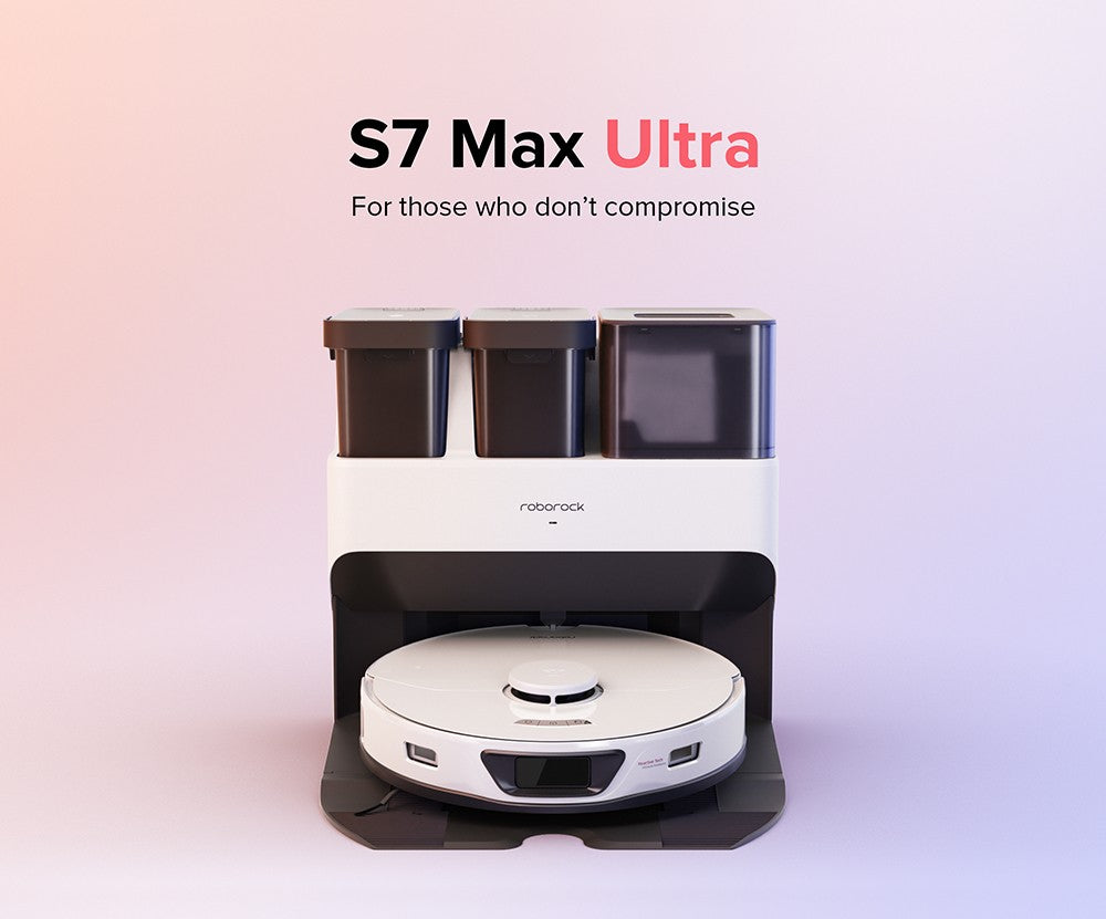 Robot Aspirador Roborock S7 Max Ultra, Succión de 5500Pa, Secado Automático, Autolimpieza y Vaciado Automático, Mopa VibraRise, Tecnología de Evitación de Obstáculos Reactive Tech, Carga Rápida y Fuera de Horario Pico - Blanco