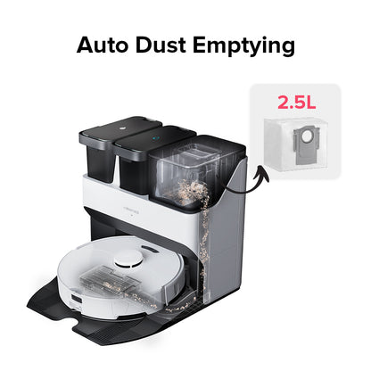 Roborock S7 Max Ultra Robot Vacuum Cleaner, 5500Pa Suction, Auto Drying, Self-Cleaning &amp; Emptying, VibraRise Mopping, Reactive Tech Obstacle Avoidance, Fast &amp; Off-peak Charging - White