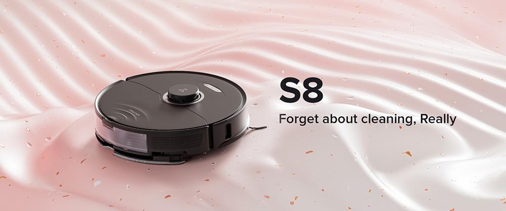 Robot aspiradora Roborock S8, succión extrema de 6000 Pa, cepillo DuoRoller, evitación de obstáculos con luz estructurada 3D, mopa con vibración sónica y elevación automática, batería de 5200 mAh, 180 minutos de autonomía, mapeo 3D, depósito de polvo de 400 ml, control por aplicación - Negro (Mejora del Roborock S7)
