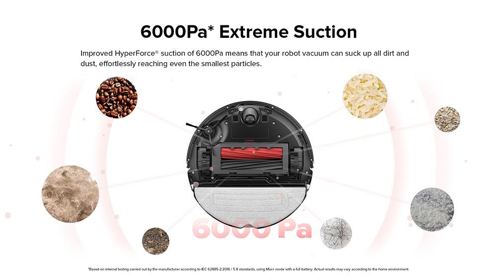 Robot aspiradora Roborock S8, succión extrema de 6000 Pa, cepillo DuoRoller, evitación de obstáculos con luz estructurada 3D, mopa con vibración sónica y elevación automática, batería de 5200 mAh, 180 minutos de autonomía, mapeo 3D, depósito de polvo de 400 ml, control por aplicación - Negro (Mejora del Roborock S7)