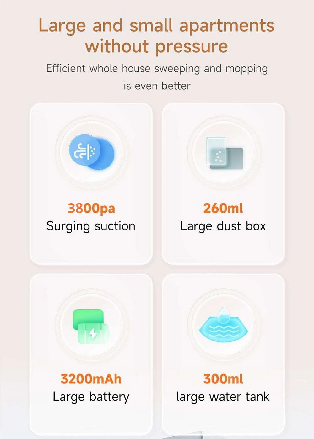 Robot Aspirador Xiaomi ROIDMI EVE CC con Recogida Automática de Polvo, Aspiración y Fregado 2 en 1, Potente Succión de 3800 Pa, Navegación Láser LDS, Batería de 3200 mAh, Autonomía de 180 Minutos, Depósito de Agua de 290 ml, Caja de Polvo de 260 ml, Control por APP - Blanco