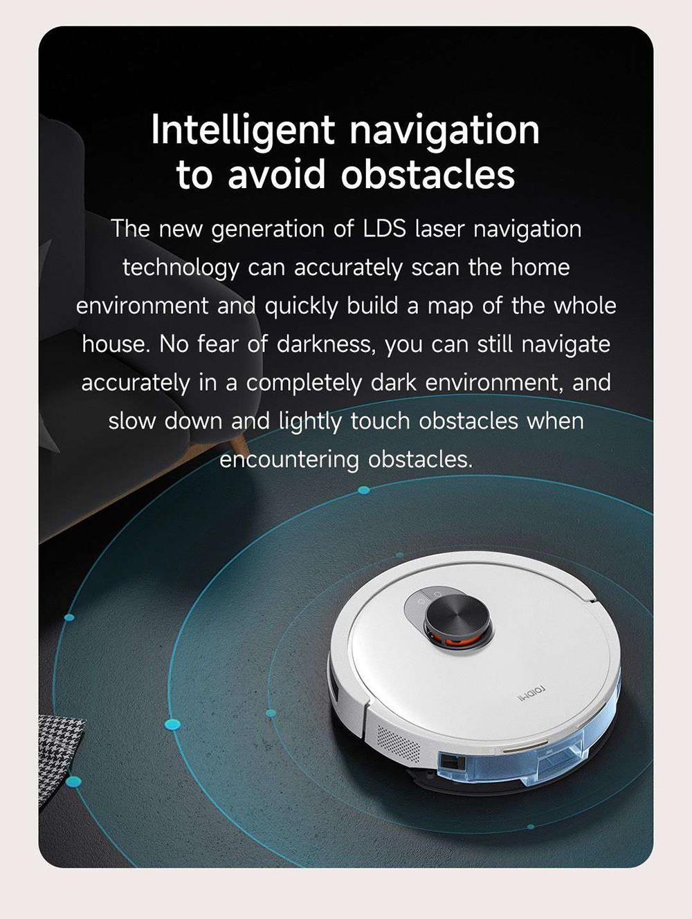 Robot Aspirador Xiaomi ROIDMI EVE CC con Recogida Automática de Polvo, Aspiración y Fregado 2 en 1, Potente Succión de 4000 Pa, Navegación Láser LDS, Batería de 3200 mAh, Autonomía de 180 Minutos, Depósito de Agua de 290 ml, Caja de Polvo de 260 ml, Control por APP - Blanco