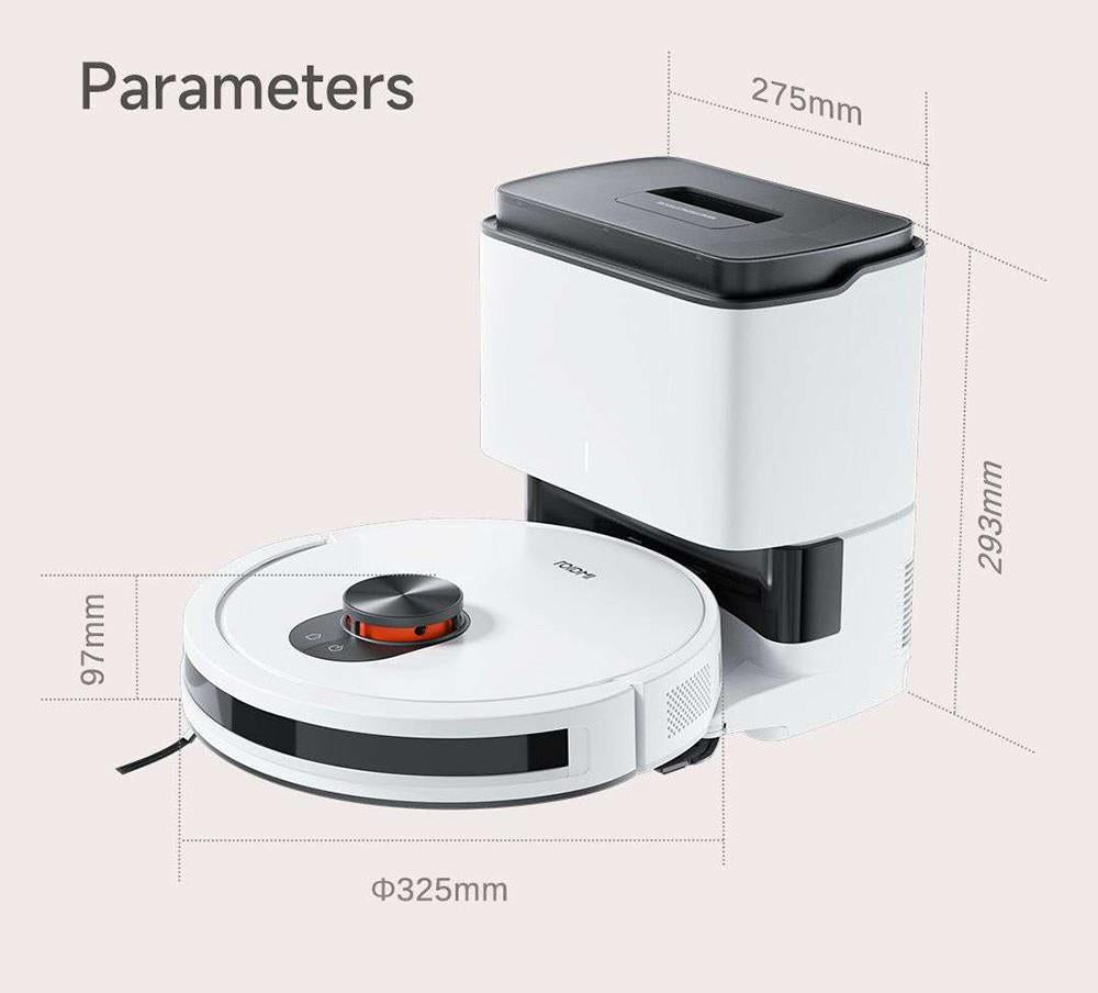 Robot Aspirador Xiaomi ROIDMI EVE CC con Recogida Automática de Polvo, Aspiración y Fregado 2 en 1, Potente Succión de 4000 Pa, Navegación Láser LDS, Batería de 3200 mAh, Autonomía de 180 Minutos, Depósito de Agua de 290 ml, Caja de Polvo de 260 ml, Control por APP - Blanco