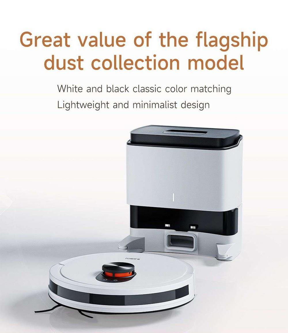 Robot Aspirador Xiaomi ROIDMI EVE CC con Recogida Automática de Polvo, Aspiración y Fregado 2 en 1, Potente Succión de 4000 Pa, Navegación Láser LDS, Batería de 3200 mAh, Autonomía de 180 Minutos, Depósito de Agua de 290 ml, Caja de Polvo de 260 ml, Control por APP - Blanco