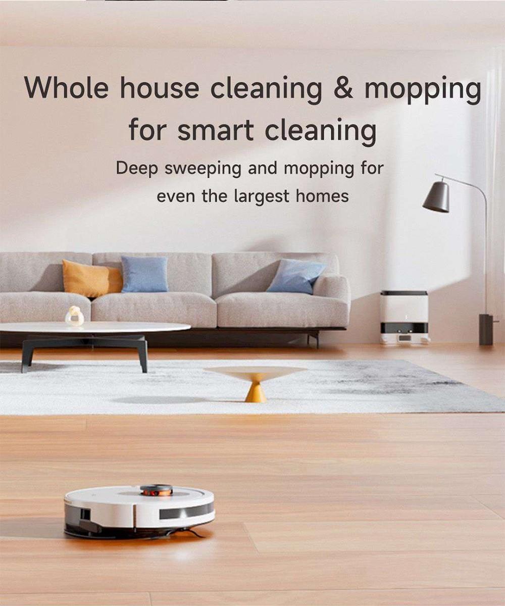 Robot Aspirador Xiaomi ROIDMI EVE CC con Recogida Automática de Polvo, Aspiración y Fregado 2 en 1, Potente Succión de 4000 Pa, Navegación Láser LDS, Batería de 3200 mAh, Autonomía de 180 Minutos, Depósito de Agua de 290 ml, Caja de Polvo de 260 ml, Control por APP - Blanco