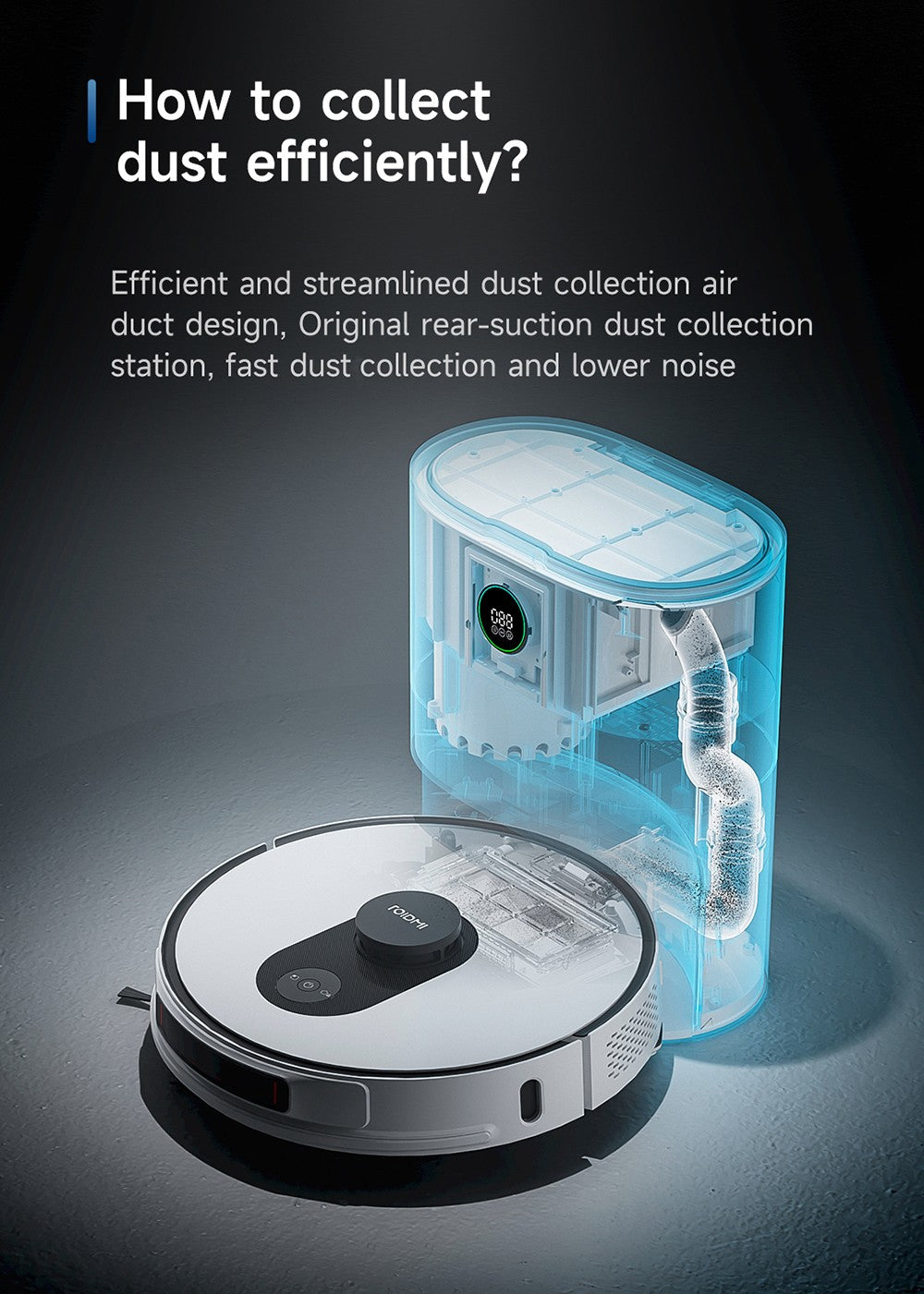 Robot aspirador y fregasuelos Xiaomi ROIDMI EVE Max con sistema inteligente de recogida de polvo, alta potencia de succión de 5000 Pa, compatible con Google Assistant, Alexa y control mediante la aplicación Mi Home.