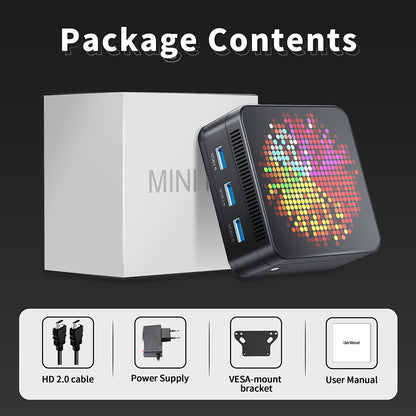 RUPA HSI-95MINI Mini PC, Intel N95 4 Cores Max 3.4GHz, 16GB RAM 512GB SSD, 3*HDMI 4K 60Hz Triple Screen Display, WiFi 5 Bluetooth 5.0, 3*USB 3.0 2*RJ45 1* 3.5mm Audio