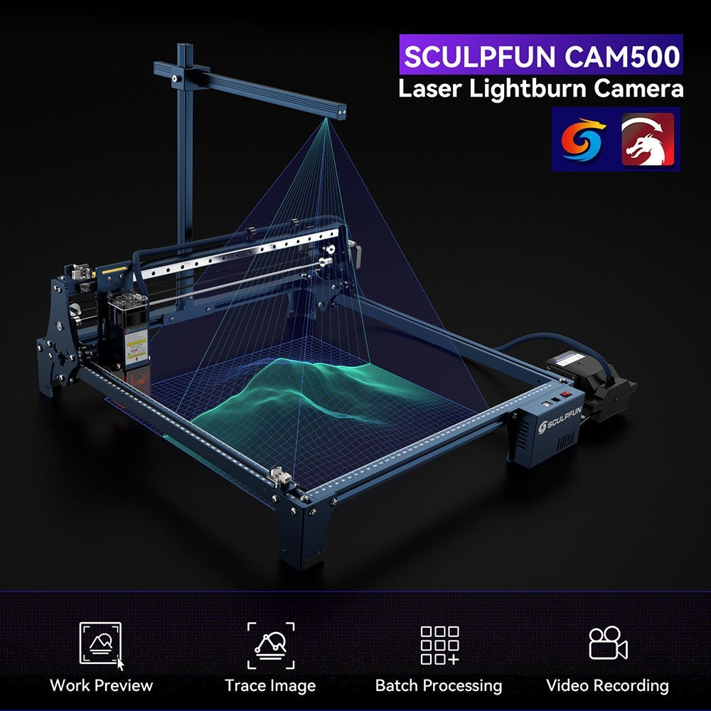 Cámara para grabador láser SCULPFUN CAM500, 5 megapíxeles, posicionamiento de precisión, trazado de imágenes, grabación de procesos.