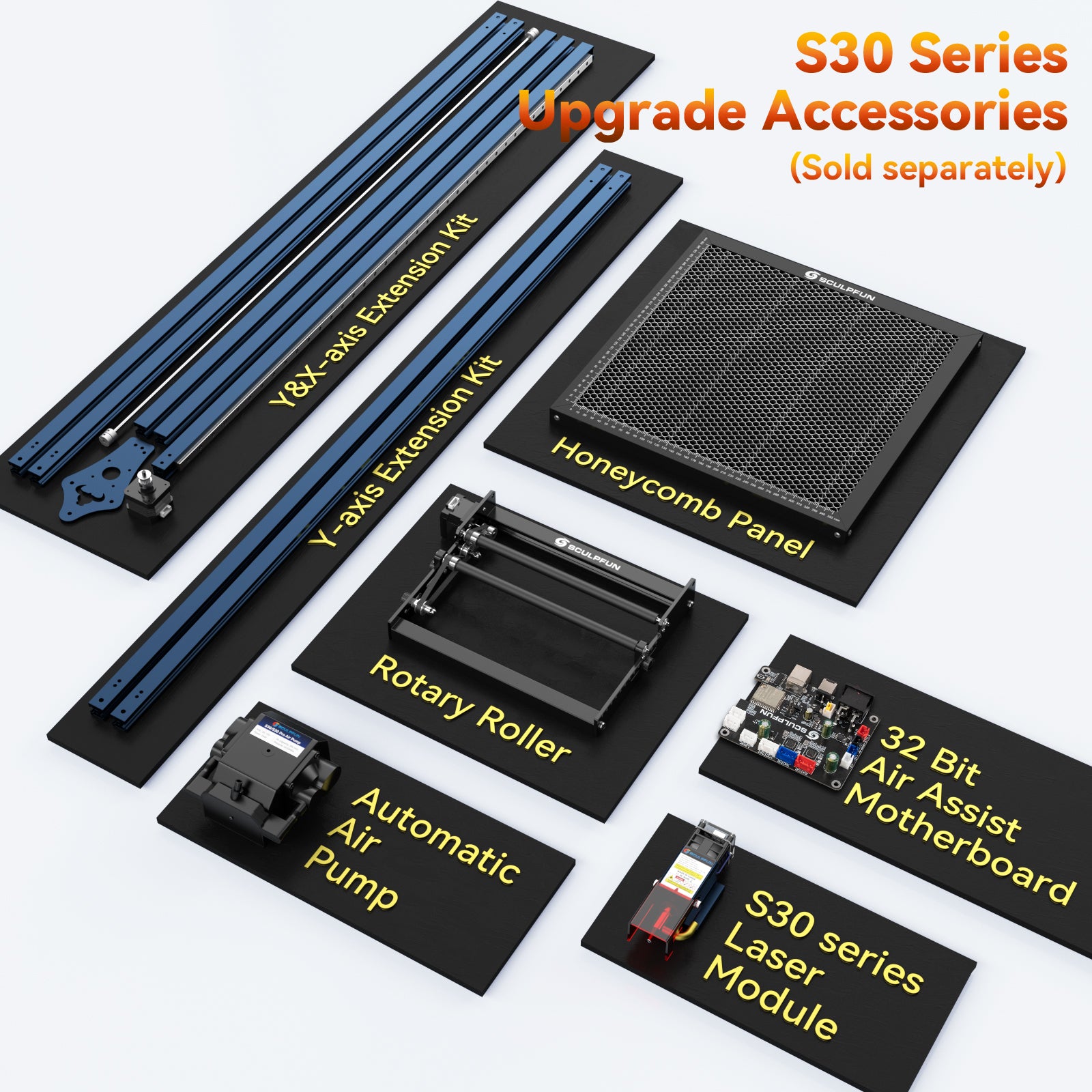 Grabador y cortador láser SCULPFUN S30 Pro de 10 W, asistencia de aire automática, enfoque láser de 0,06 x 0,08 mm, placa base de 32 bits, lente reemplazable, 410 x 400 mm, ampliable a 935 x 905 mm.