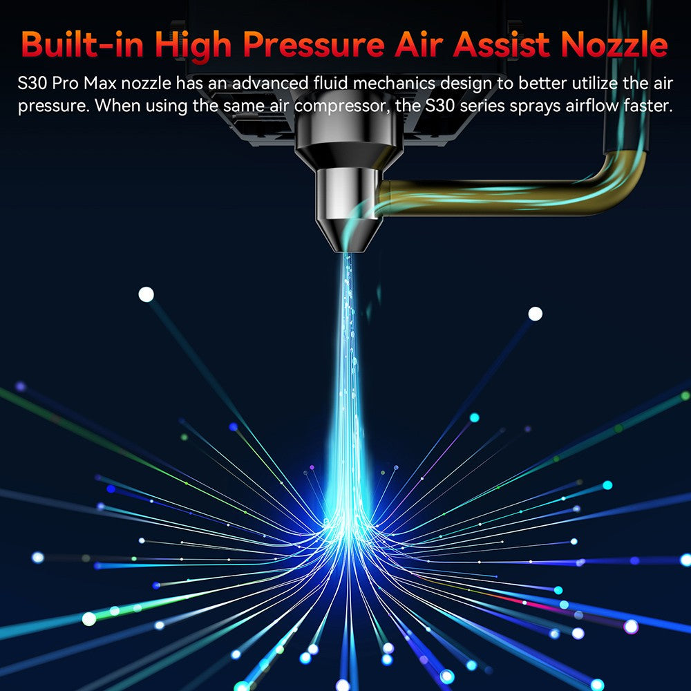 Grabador y cortador láser SCULPFUN S30 Pro Max de 20 W, asistencia de aire automática, enfoque láser de 0,08 x 0,1 mm, placa base de 32 bits, lente reemplazable, 410 x 400 mm, ampliable a 935 x 905 mm.