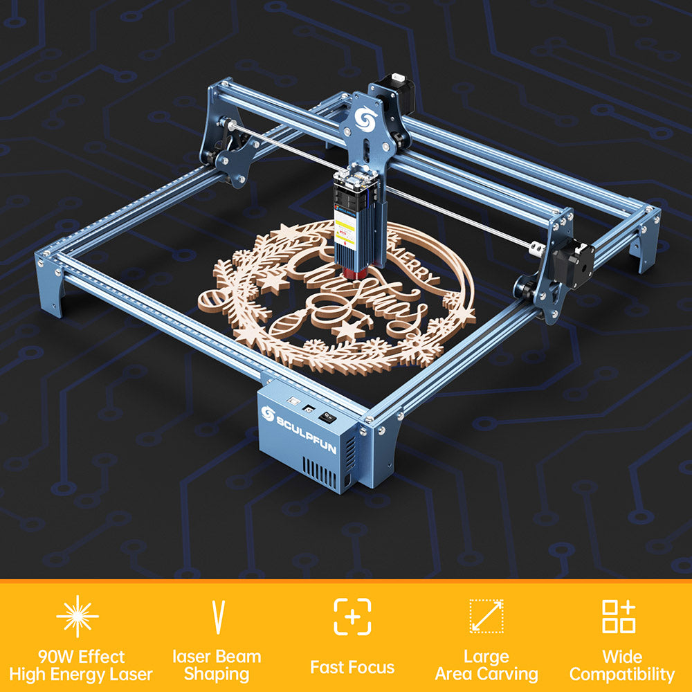 Grabador láser Sculpfun S9, máquina de grabado láser CNC totalmente metálica, 5,5 W, alta precisión, área de grabado 410 x 420 mm.