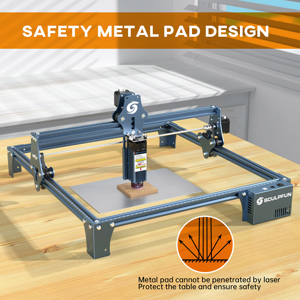 Grabador láser Sculpfun S9, máquina de grabado láser CNC totalmente metálica, 5,5 W, alta precisión, área de grabado 410 x 420 mm.