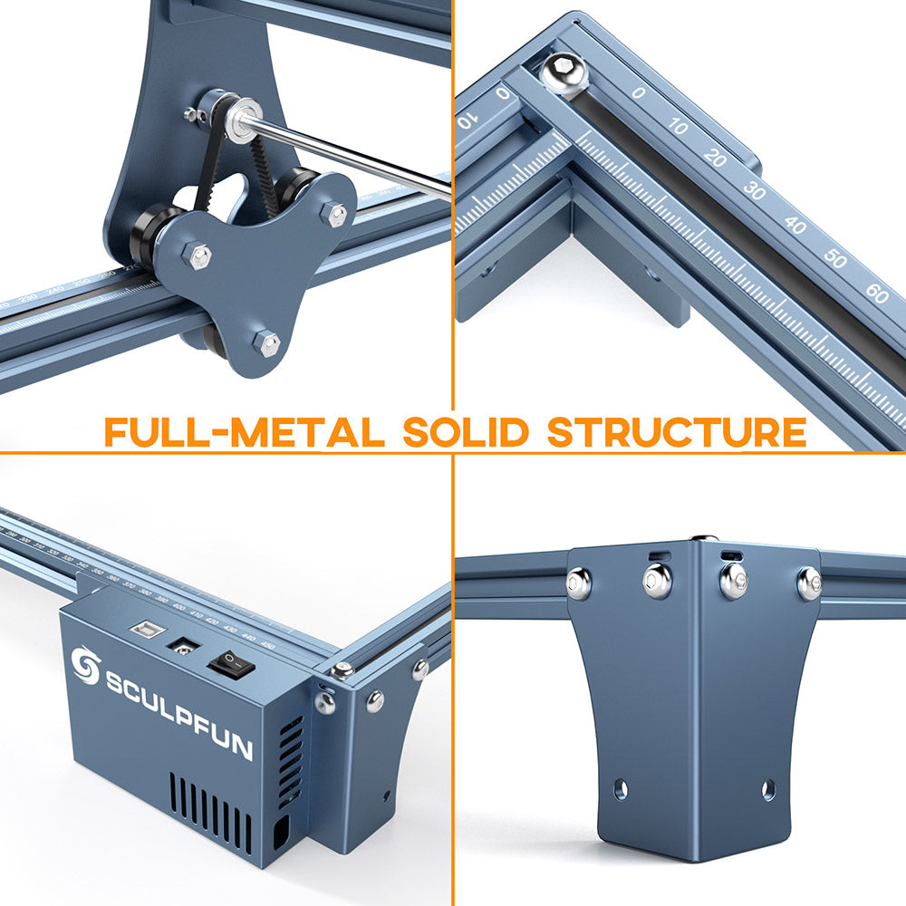 Grabador láser Sculpfun S9, máquina de grabado láser CNC totalmente metálica, 5,5 W, alta precisión, área de grabado 410 x 420 mm.