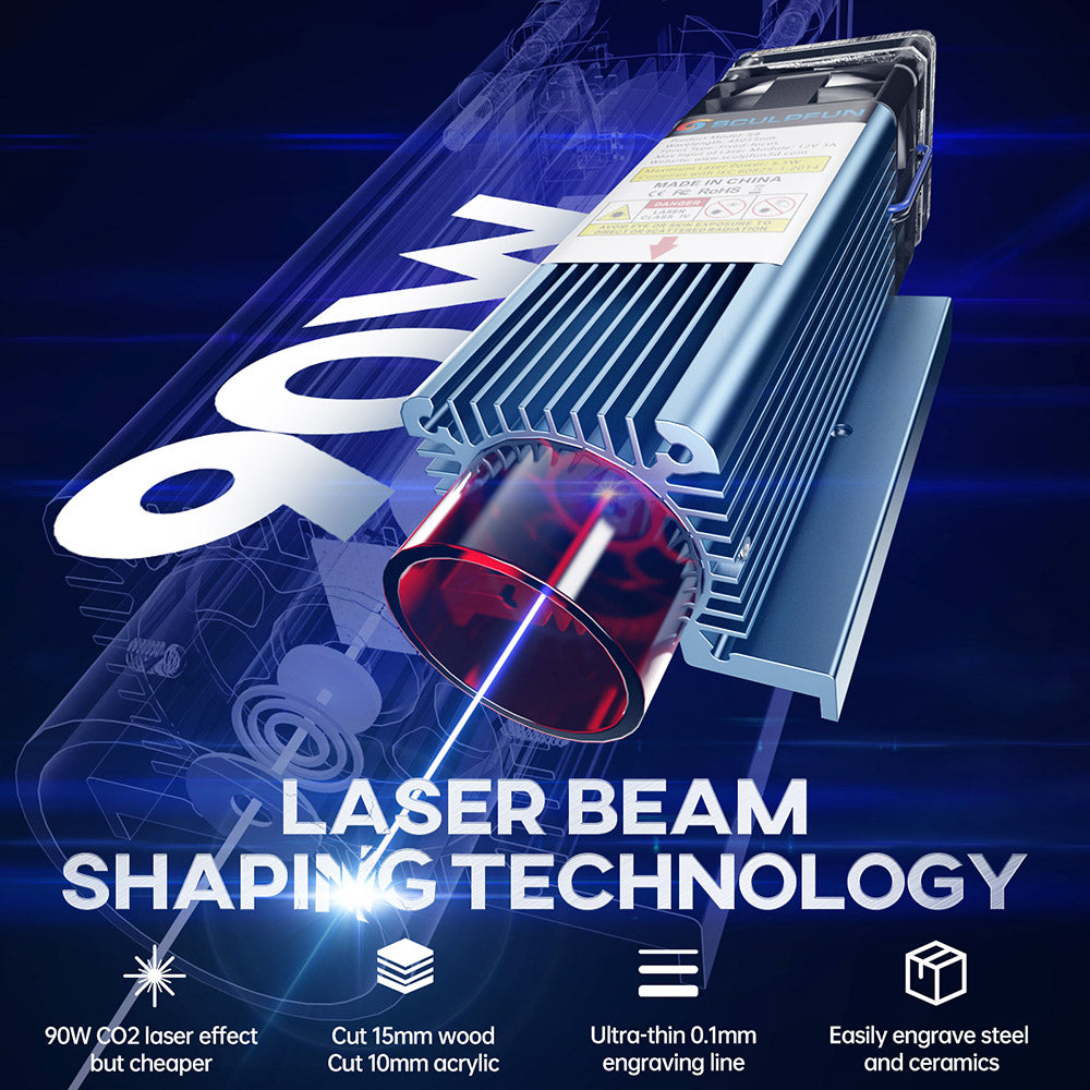 Grabador láser Sculpfun S9, máquina de grabado láser CNC totalmente metálica, 5,5 W, alta precisión, área de grabado 410 x 420 mm.