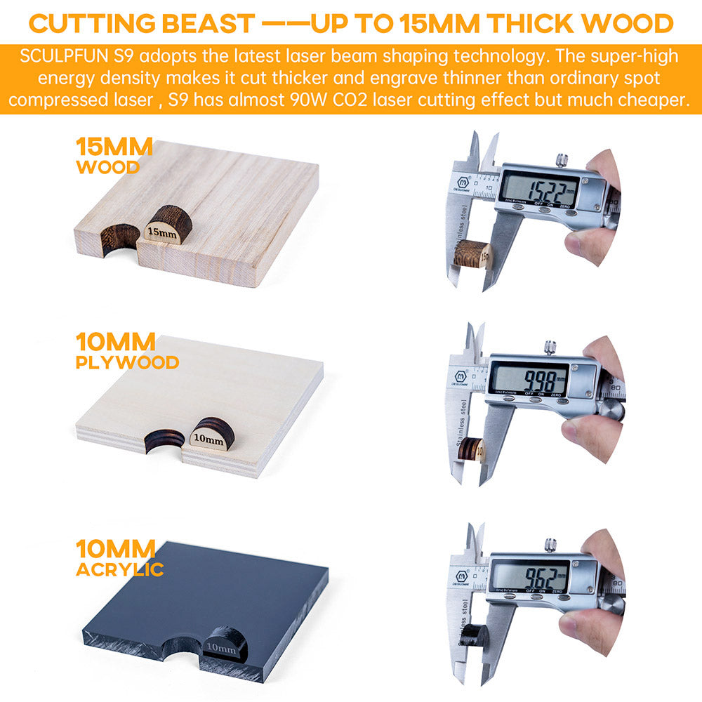Grabador láser Sculpfun S9, máquina de grabado láser CNC totalmente metálica, 5,5 W, alta precisión, área de grabado 410 x 420 mm.