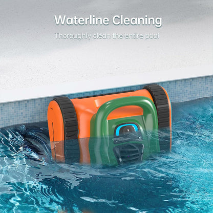 Seauto Crab Cordless Robotic Pool Cleaner(2025 Upgraded), Up to 2.5H Runtime, 3.5L Large Filter Basket, Wall Climbing, Waterline Cleaning, 2.5H Fast Charging, Suitable for 2000sq.ft Area - Orange