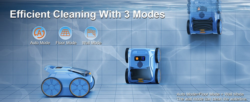SEAUTO SAT 20 Limpiafondos robótico inalámbrico para piscinas, limpieza de cobertura total, súper succión de 18.000, caudal de agua de 4800 GPH, 3 modos de limpieza, autoaparcamiento, navegación inteligente para piscinas enterradas, azul.