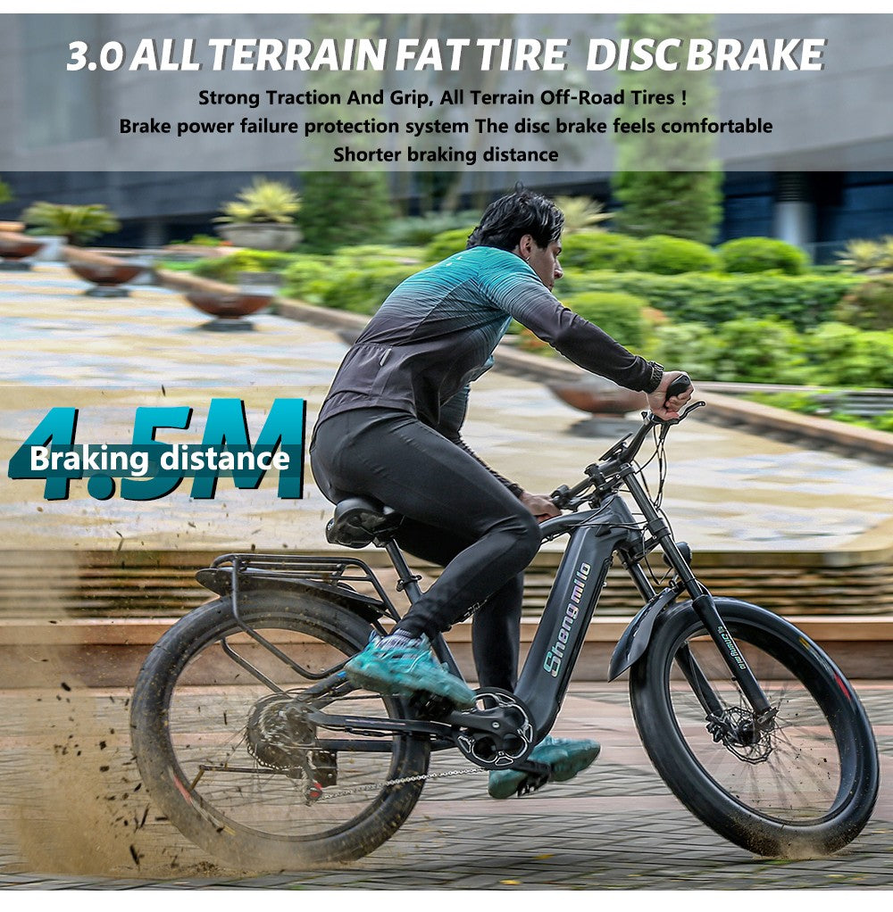 Shengmilo MX05 26 Zoll Fatbike-Mountainbike E-Bike, 500W Bafang Motor, 42 km/h Höchstgeschwindigkeit, 48V 15Ah LG Akku, 60 km Reichweite, Doppel-Öl-Scheibenbremsen