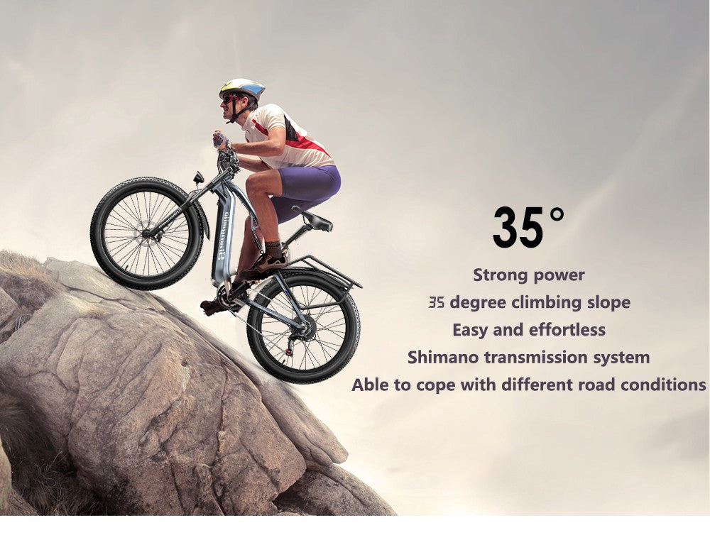 Shengmilo MX05 26 Zoll Fatbike-Mountainbike E-Bike, 500W Bafang Motor, 42 km/h Höchstgeschwindigkeit, 48V 15Ah LG Akku, 60 km Reichweite, Doppel-Öl-Scheibenbremsen
