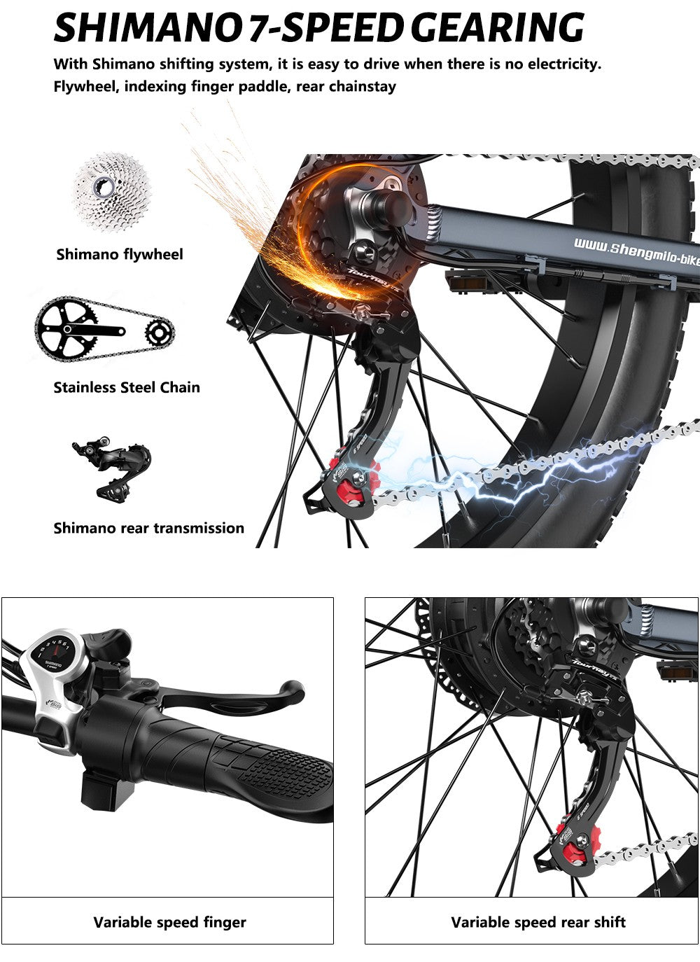 Shengmilo MX05 26 Zoll Fatbike-Mountainbike E-Bike, 500W Bafang Motor, 42 km/h Höchstgeschwindigkeit, 48V 15Ah LG Akku, 60 km Reichweite, Doppel-Öl-Scheibenbremsen