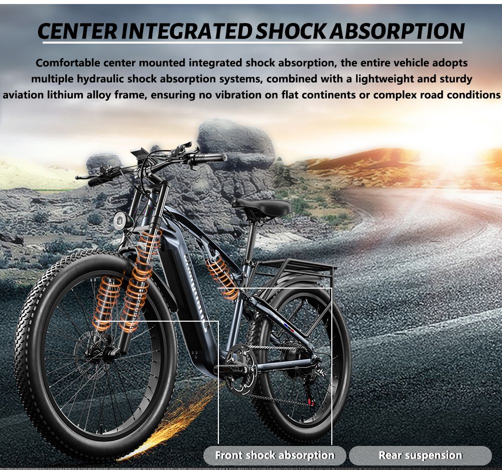 Shengmilo MX05 26 Zoll Fatbike-Mountainbike E-Bike, 500W Bafang Motor, 42 km/h Höchstgeschwindigkeit, 48V 15Ah LG Akku, 60 km Reichweite, Doppel-Öl-Scheibenbremsen