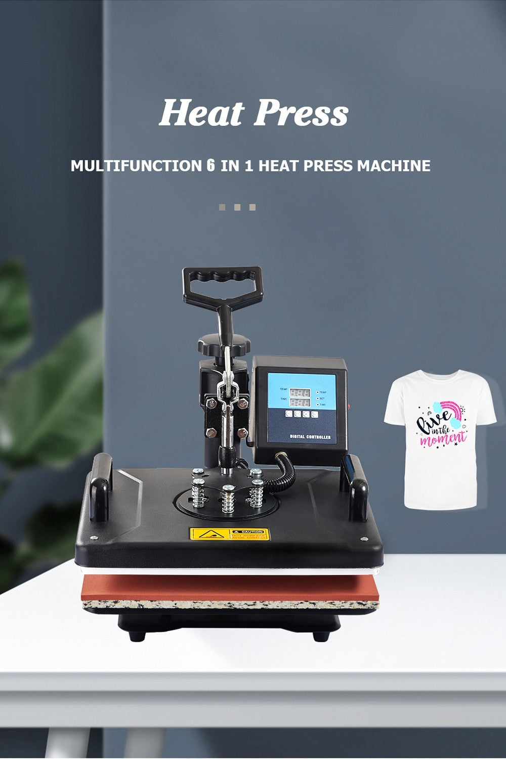 Máquina de prensa de calor SHUOHAO SH06 6 en 1, 11.4*15 pulgadas, para gorras/bolsas/alfombrillas de ratón/fundas de teléfono/almohadas/tazas/platos/posavasos/camisetas