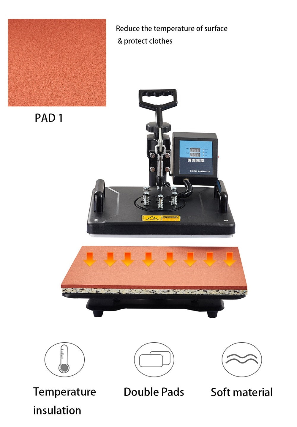 Máquina de prensa de calor SHUOHAO SH06 6 en 1, 11.4*15 pulgadas, para gorras/bolsas/alfombrillas de ratón/fundas de teléfono/almohadas/tazas/platos/posavasos/camisetas