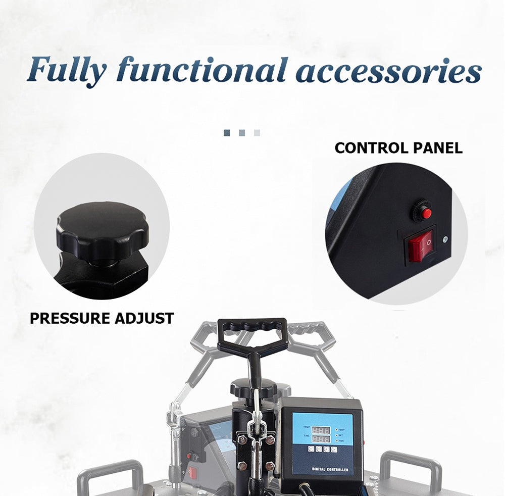 Máquina de prensa de calor SHUOHAO SH06 6 en 1, 11.4*15 pulgadas, para gorras/bolsas/alfombrillas de ratón/fundas de teléfono/almohadas/tazas/platos/posavasos/camisetas