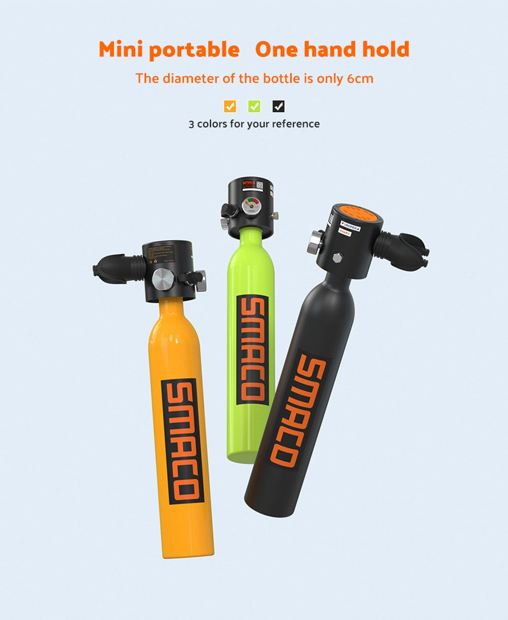 Botella de buceo mini SMACO S300 Plus de 0,5 L - Negra