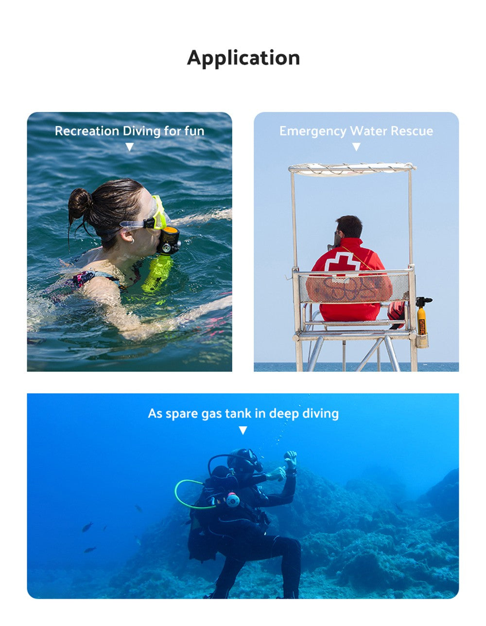 Botella de buceo mini SMACO S300 Plus de 0,5 L - Negra