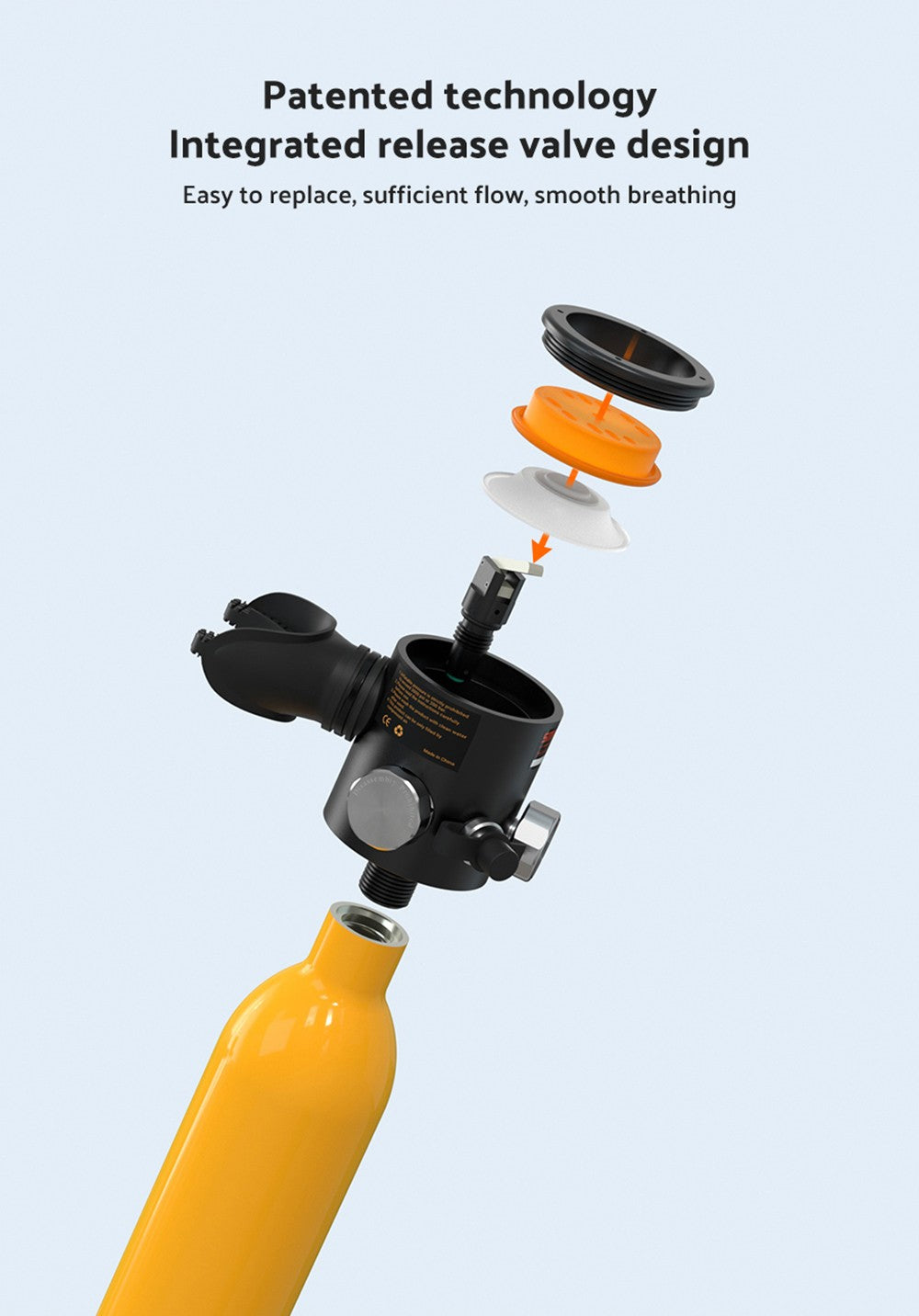Botella de buceo mini SMACO S300 Plus de 0,5 L - Negra