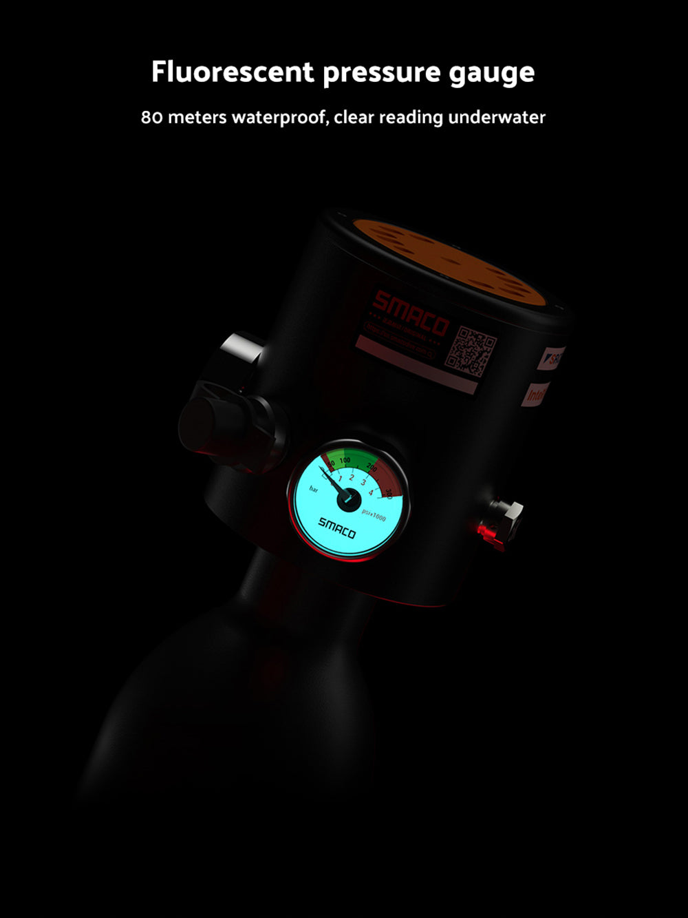 Botella de buceo mini SMACO S300 Plus de 0,5 L - Negra