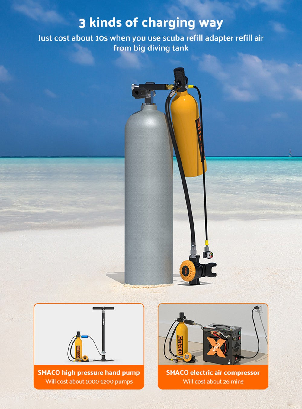 Botella de buceo SMACO S400 Pro de 1 litro - Negra