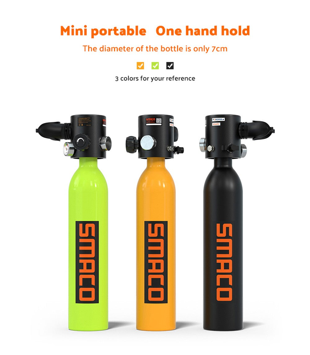 Botella de buceo mini SMACO S500 de 0,7 L - Negra