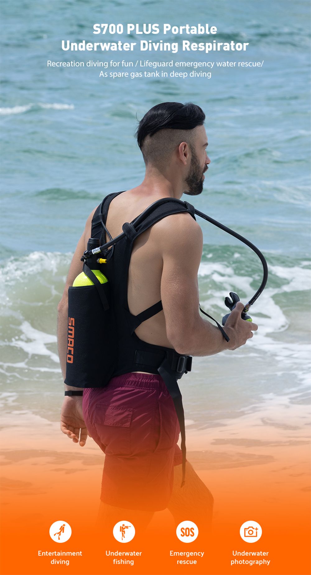 Botella de Buceo SMACO S700 Plus 2L - Negra