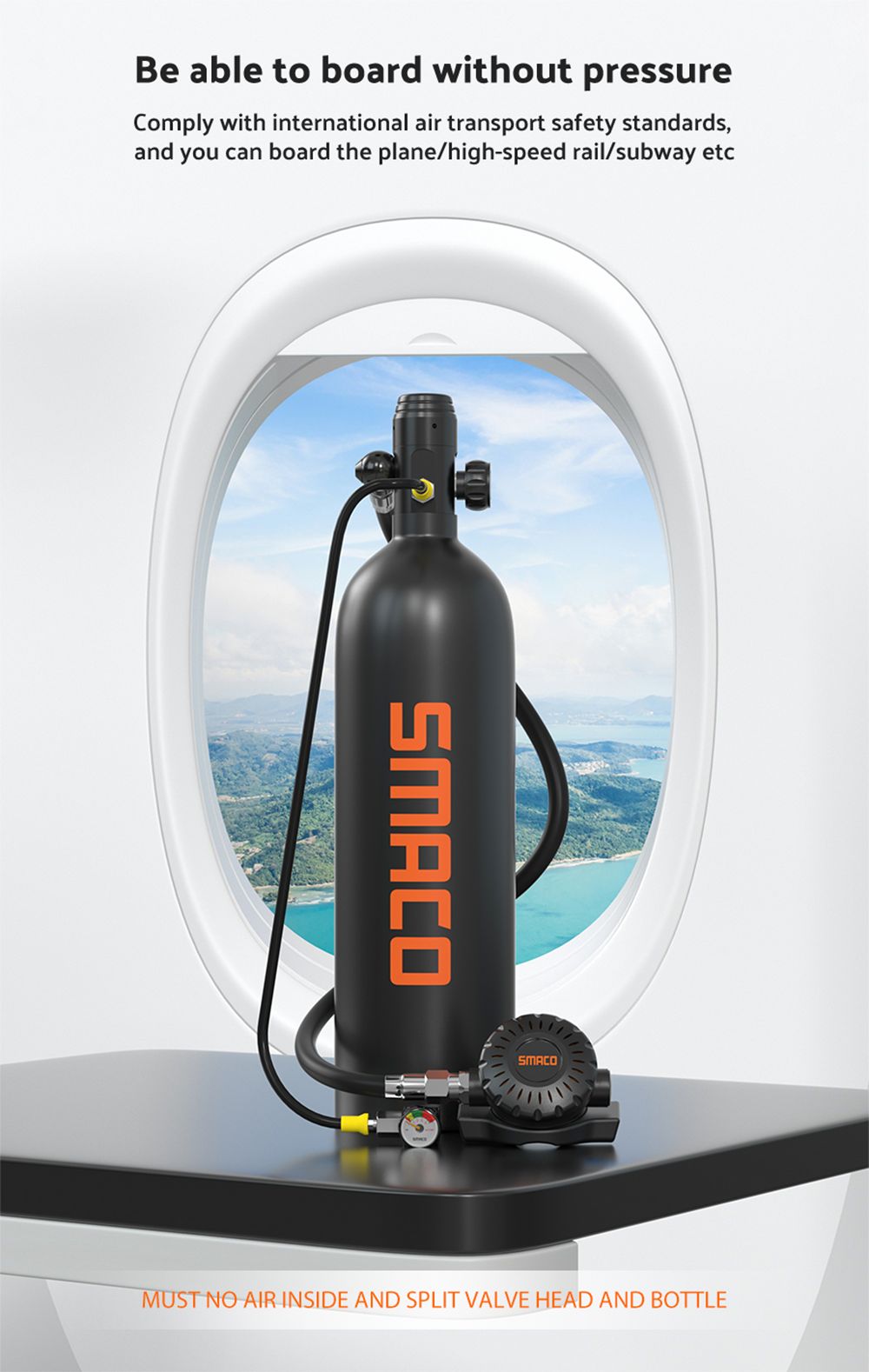 Botella de Buceo SMACO S700 Plus 2L - Negra