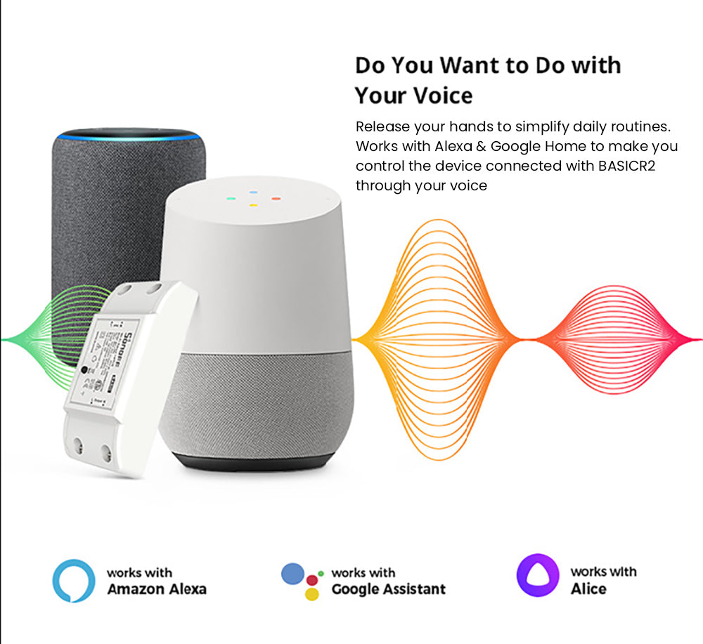 Interruptor inteligente inalámbrico WiFi SONOFF Basic R2, módulo DIY, para automatización del hogar inteligente, control por voz, compatible con Alexa y Google Home.