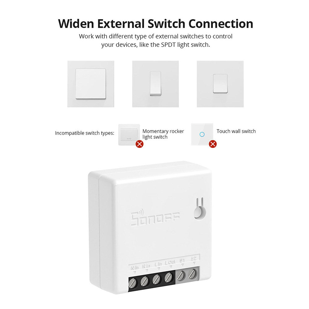 Interruptor inteligente bidireccional SONOFF ZBMINI Zigbee compatible con Google Home/Nest IFTTT y Alexa.