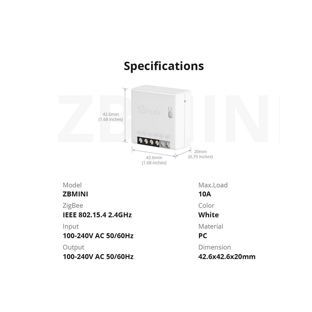 Interruptor inteligente bidireccional SONOFF ZBMINI Zigbee compatible con Google Home/Nest IFTTT y Alexa.