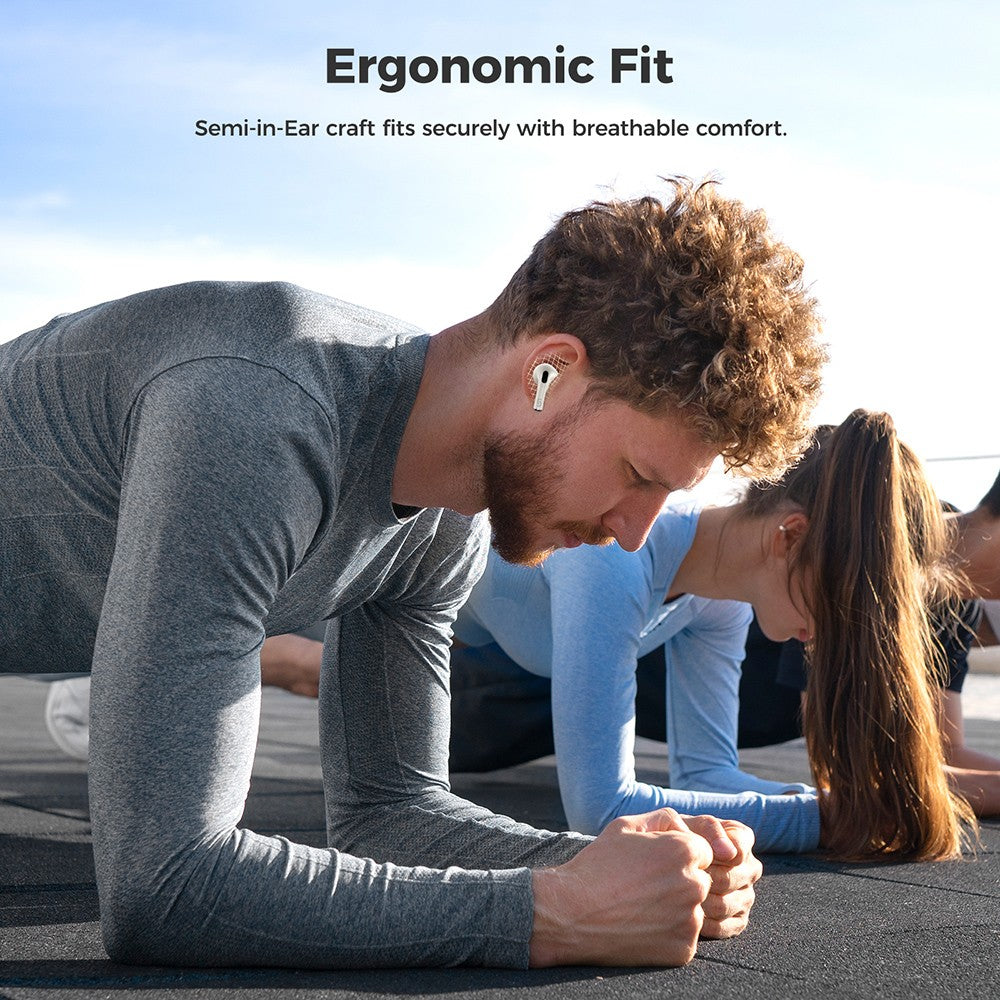 Auriculares SOUNARC Q3, Bluetooth 5.3, Resistentes al Agua IPX5, Hasta 20 Horas de Reproducción - Beige