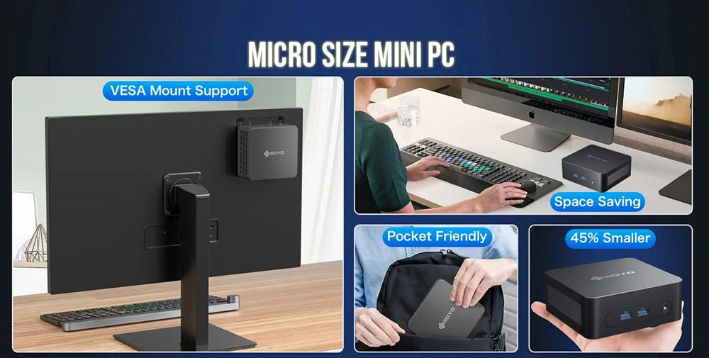 SOYO M2 Plus2 Mini PC, Intel 12th Gen Alder Lake N100 CPU up to 3.4GHz, 16GB DDR4 512GB SATA M.2 2280 SSD, 4K@60Hz Dual Displays, HDMI, WiFi 5 & Bluetooth 5.0 Mini Computer for Business, Education and Office