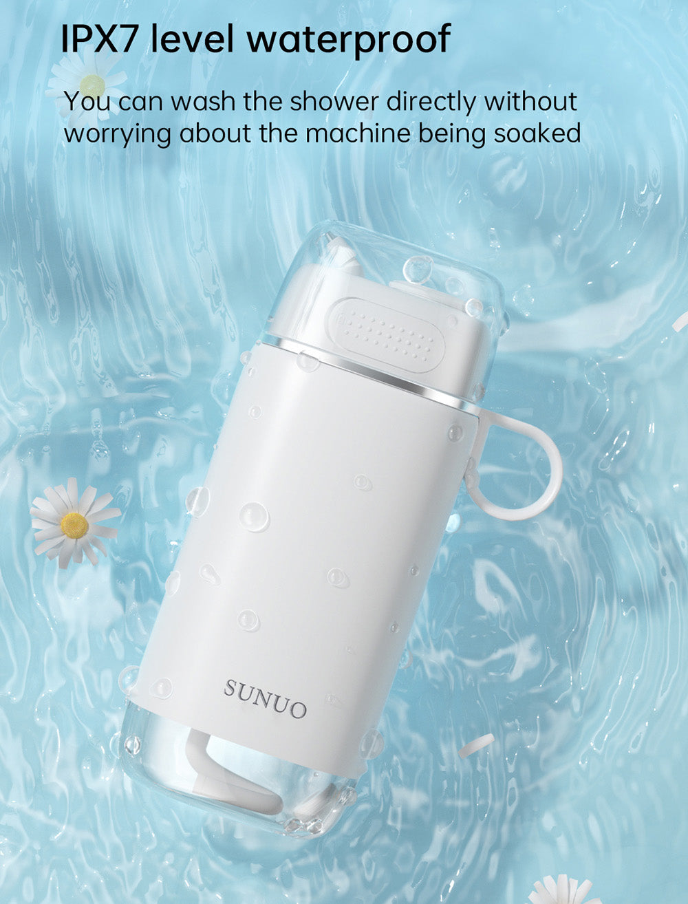 Irrigador bucal inteligente visual SUNUO C3 PRO, limpiador dental con esterilización UV, cámara HD de 5MP, conexión WiFi, resistente al agua IPX7 - Blanco