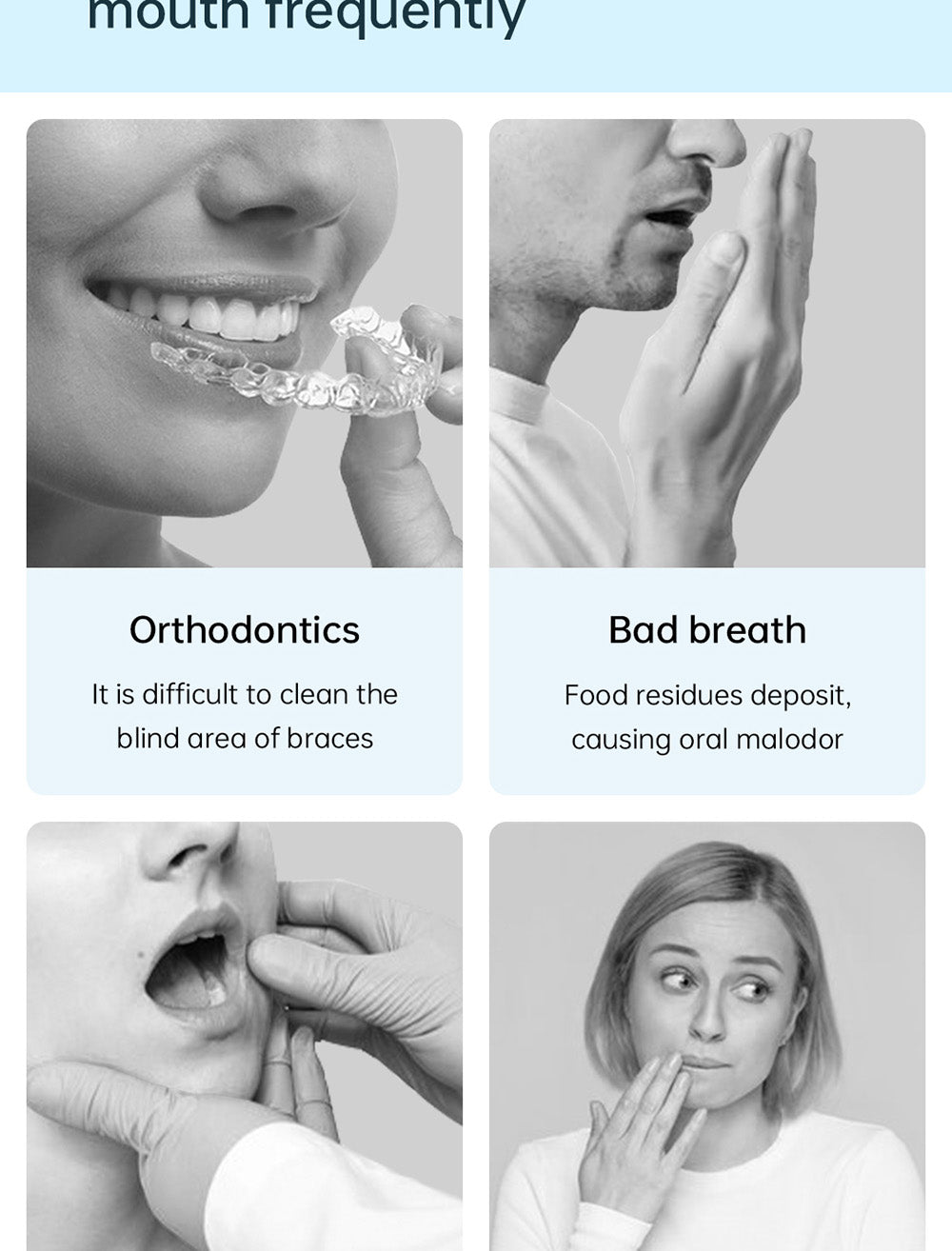 Irrigador bucal inteligente visual SUNUO C3 PRO, limpiador dental con esterilización UV, cámara HD de 5MP, conexión WiFi, resistente al agua IPX7 - Blanco