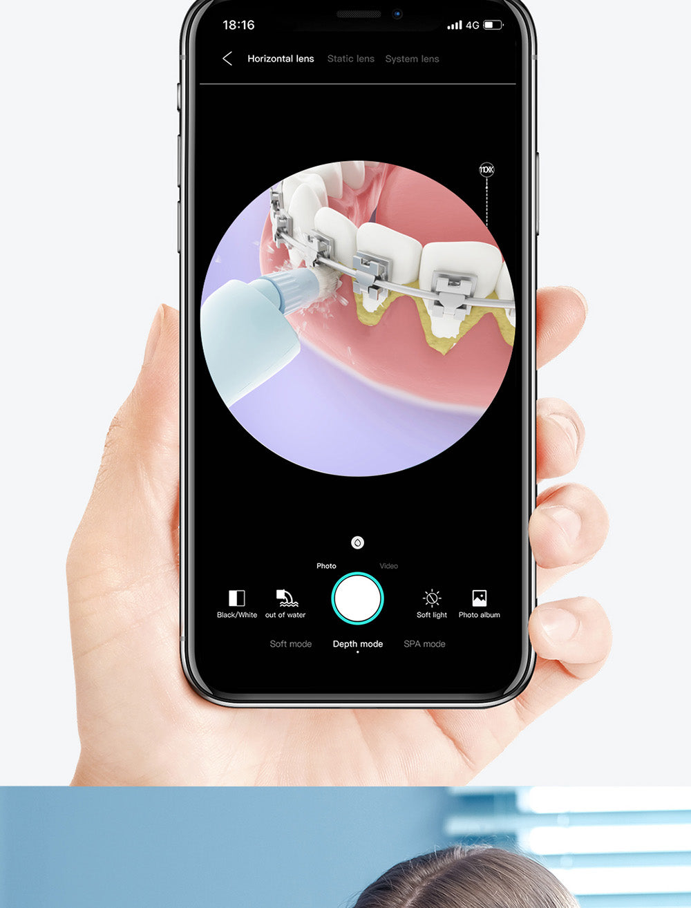 Irrigador bucal inteligente visual SUNUO C3 PRO, limpiador dental con esterilización UV, cámara HD de 5MP, conexión WiFi, resistente al agua IPX7 - Blanco