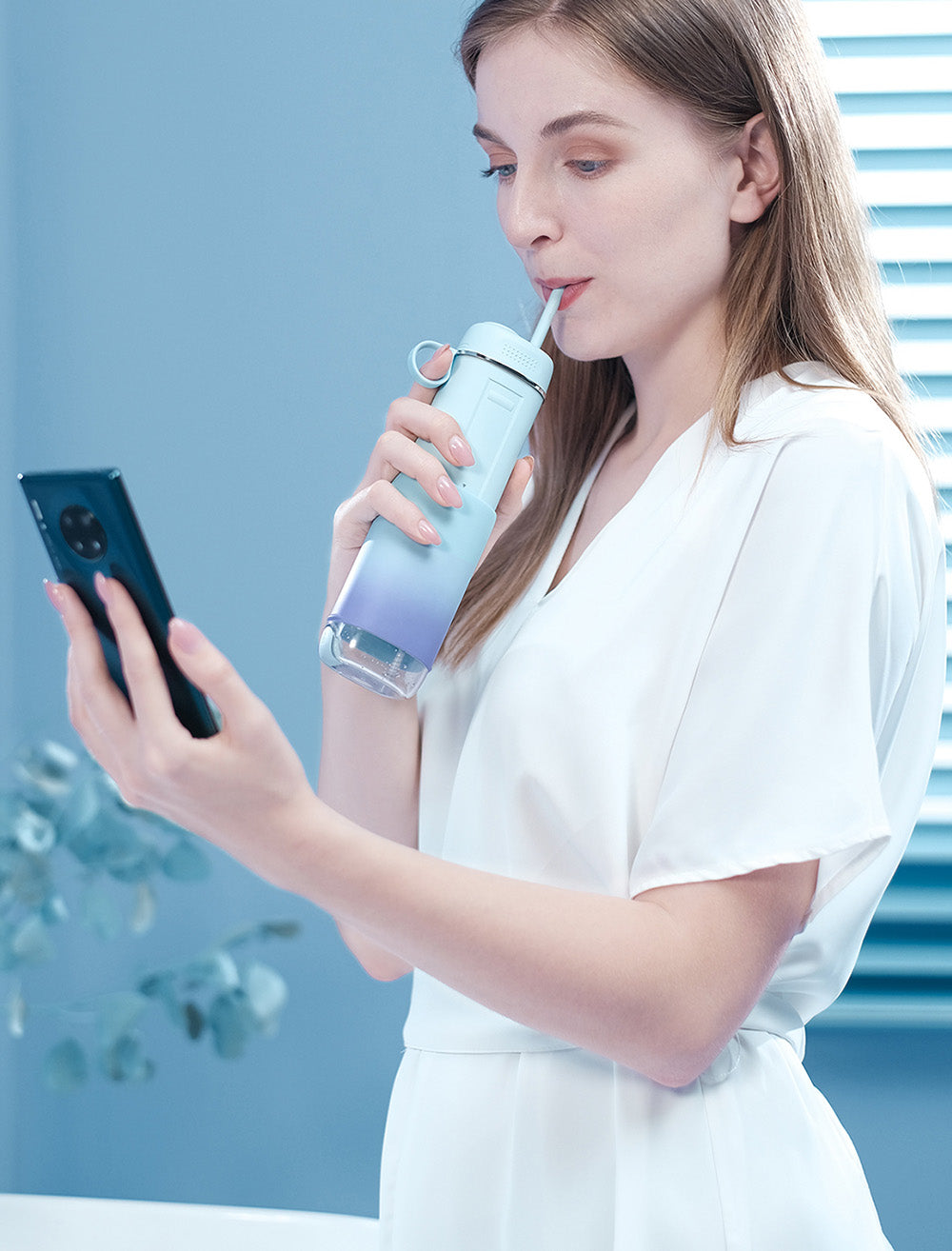 Irrigador bucal inteligente visual SUNUO C3 PRO, limpiador dental con esterilización UV, cámara HD de 5MP, conexión WiFi, resistente al agua IPX7 - Blanco