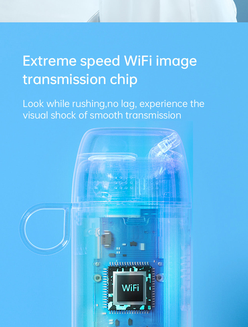 Irrigador bucal inteligente visual SUNUO C3 PRO, limpiador dental con esterilización UV, cámara HD de 5MP, conexión WiFi, resistente al agua IPX7 - Blanco