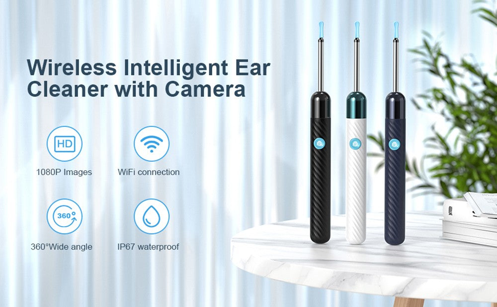 SUNUO X6 Limpiador de Oídos Inteligente con Cámara Visual, Remoción de Cera, Cámara de 500w Pixeles, Punta de Oído de Silicona, Giroscopio de 6 Ejes, Resistente al Agua IP67, Conexión WiFi - Negro